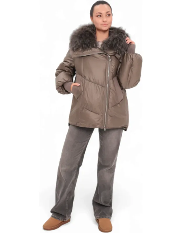 Genuine Fur Trim Down Fill Jacket