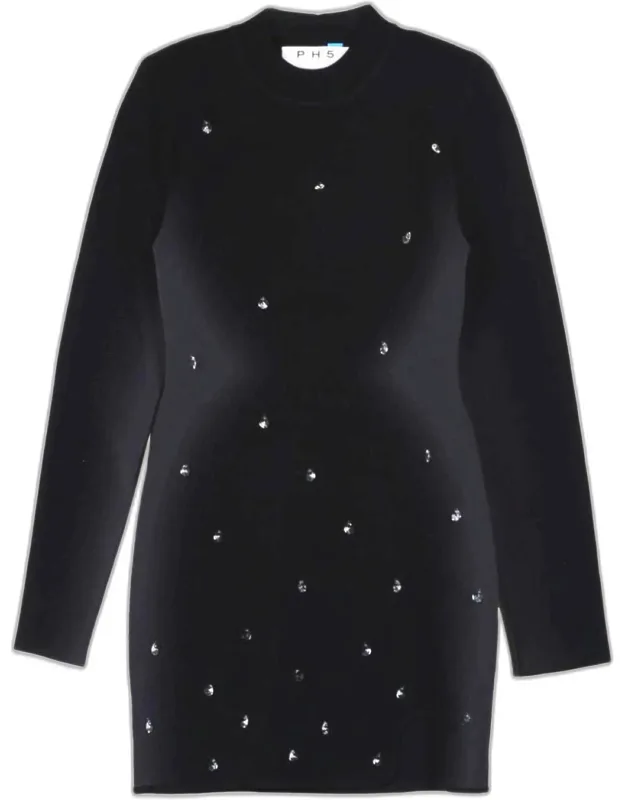 Embellished Mock-neck Mini Dress