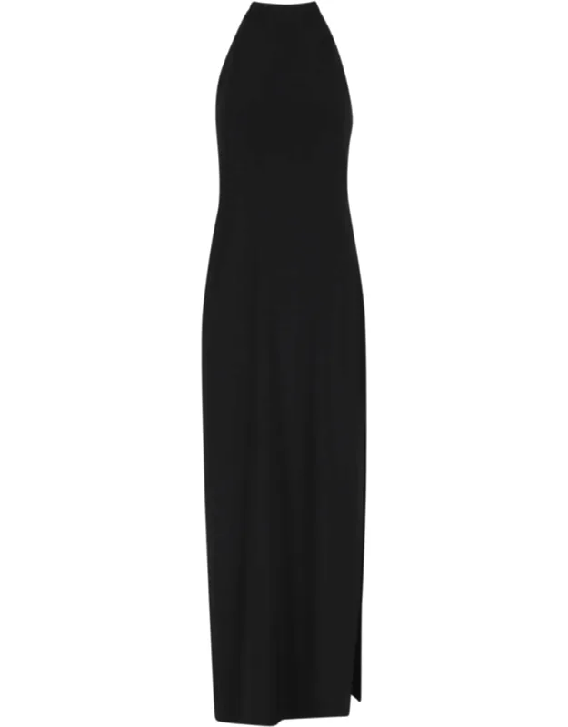 Halter Open-back Side-slit Dress