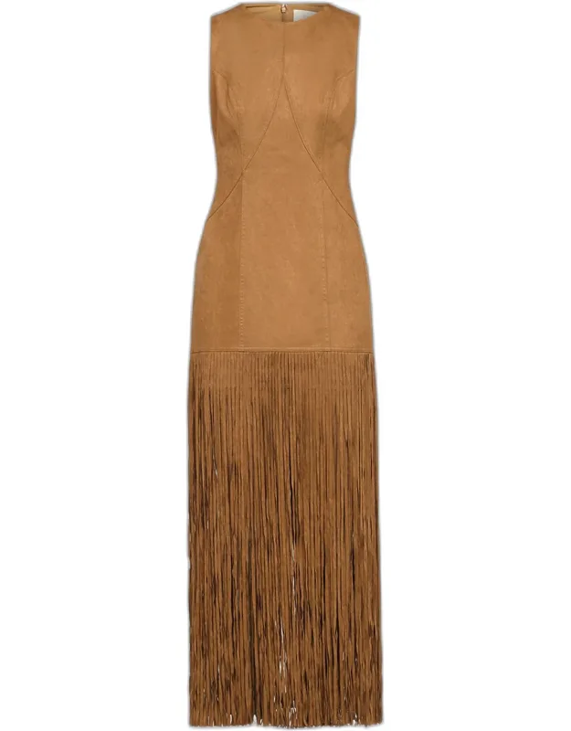 Seamed Fringe-trim Dress