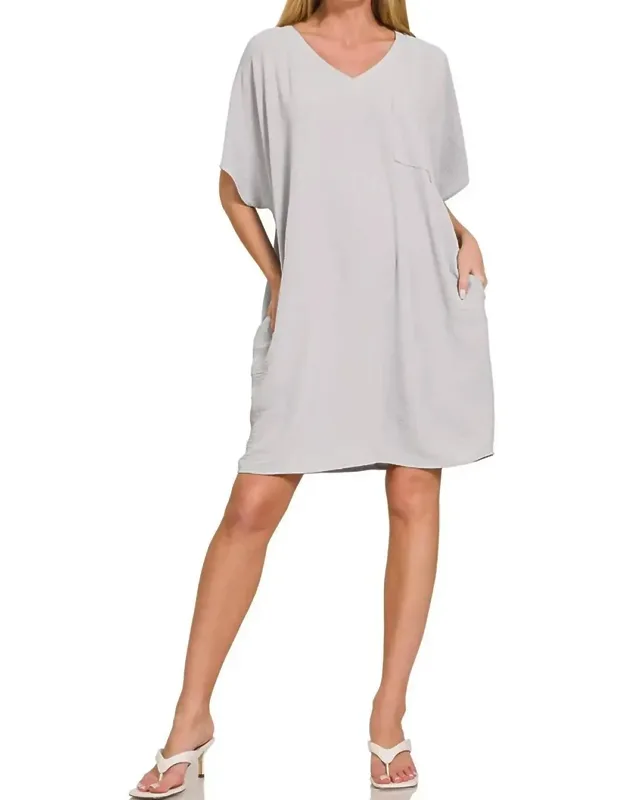 Woven Airflow V Neck T Shirt Dress
