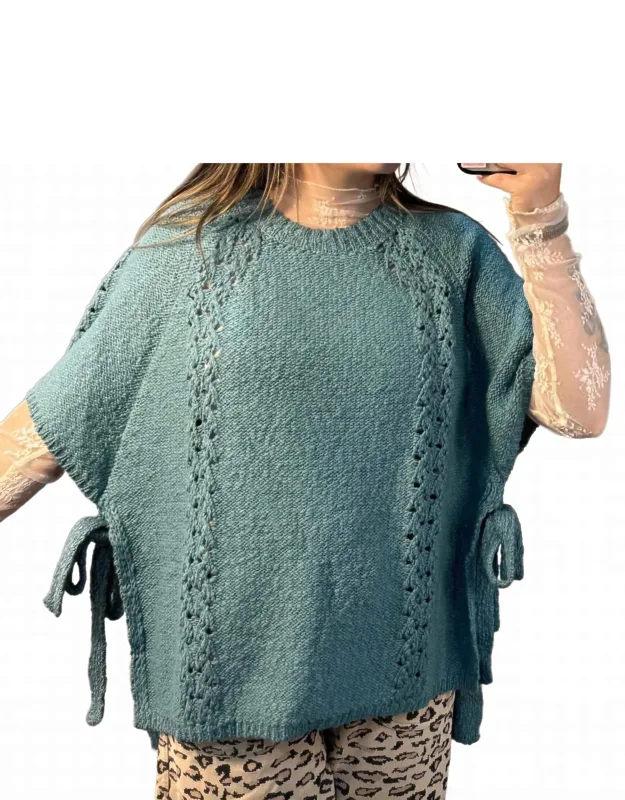 Side Tie Sweater Poncho