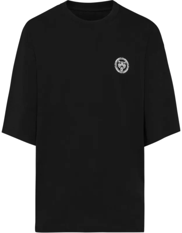 T-shirt Round Neck Ss - Subtle Pattern, Embroidered Emblem