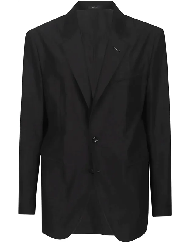 Single Breasted Polyester-blend Blazer