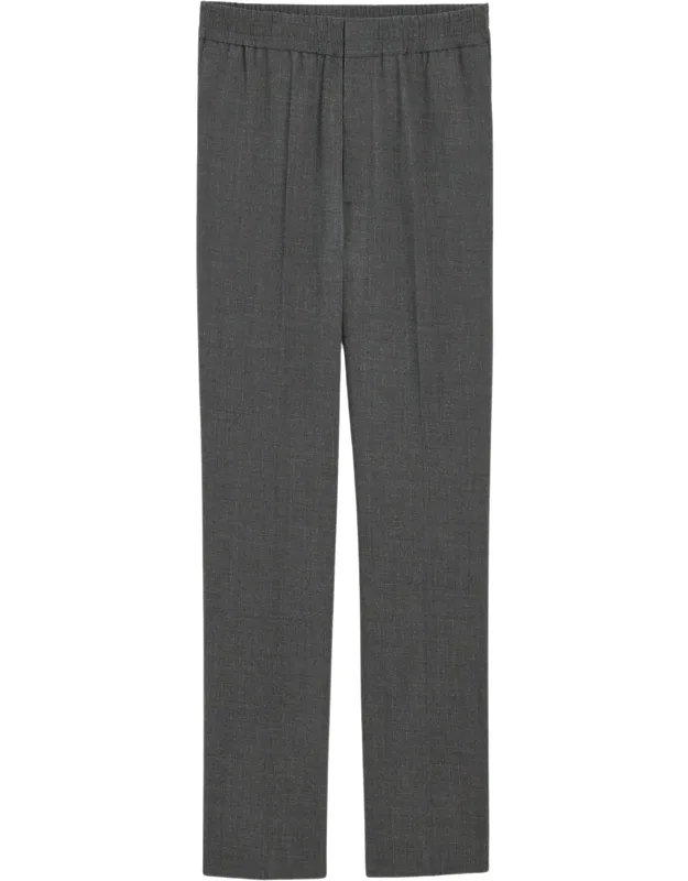 Elasticated-waist Wool Straight-leg Trousers
