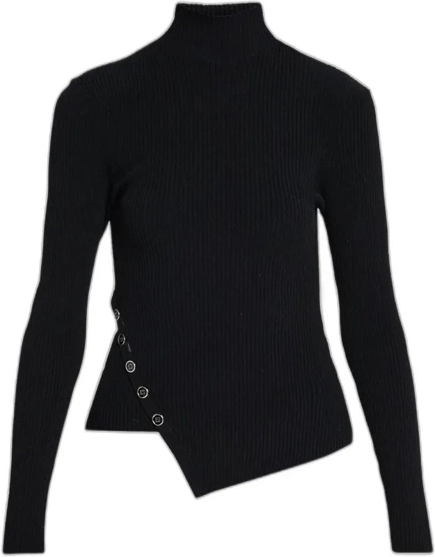 Asymmetric Rib-knit Turtleneck Sweater