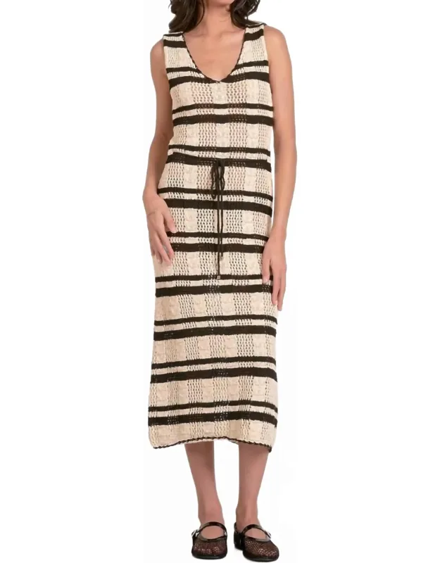 Striped Crochet Knit Dress