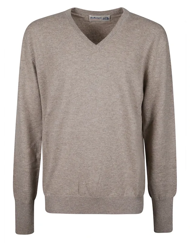 Plain Stitch Cashmere V-neck Sweater