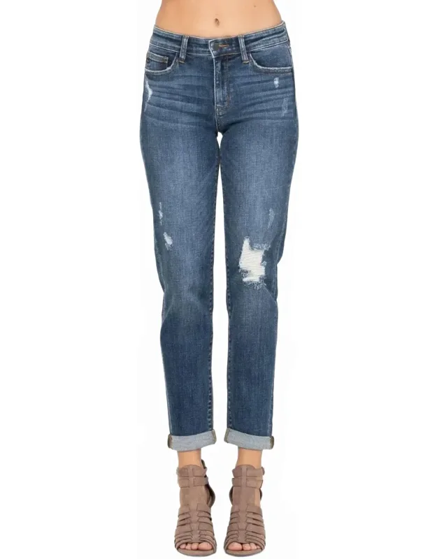 Destroyed Cuff Slim Fit Jeans