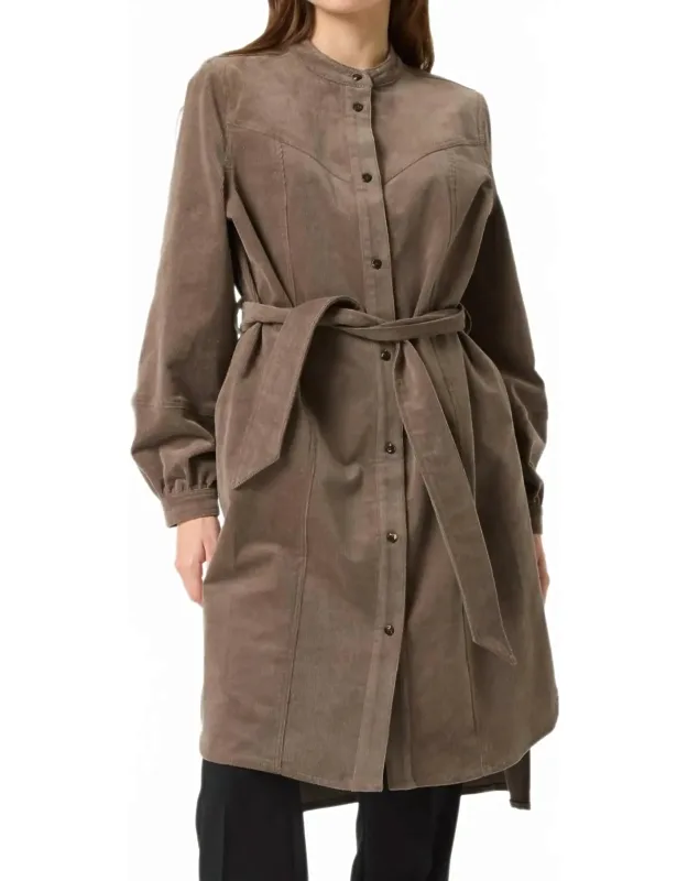 Helle Corduroy Knee Length Shirt Midi Dress