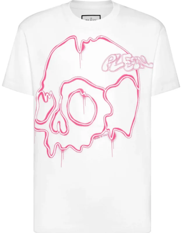 T-shirt With Round Neck And Dripping Skull Design