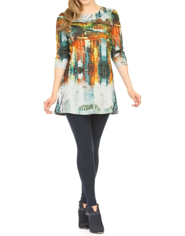 Watercolor Painter Print 3/4 Sleeve Dress