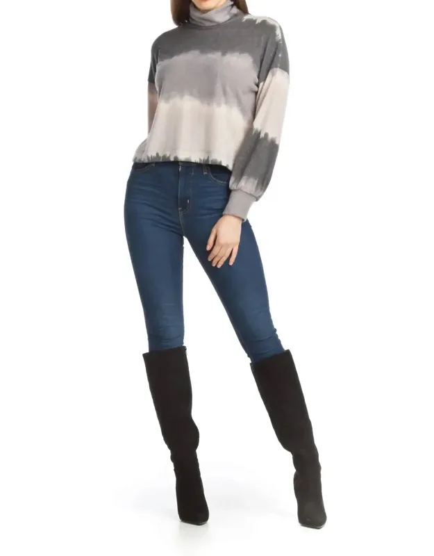 Tie Dye Stripe Turtleneck Sweater