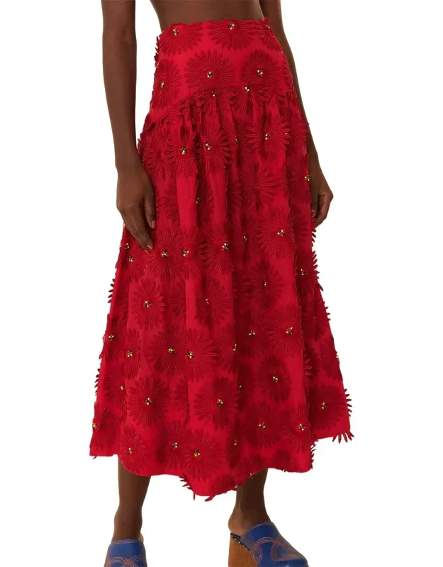 Daisy Flower Midi Skirt
