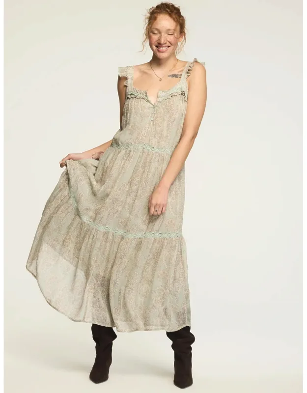 Tiered Henley Maxi Dress