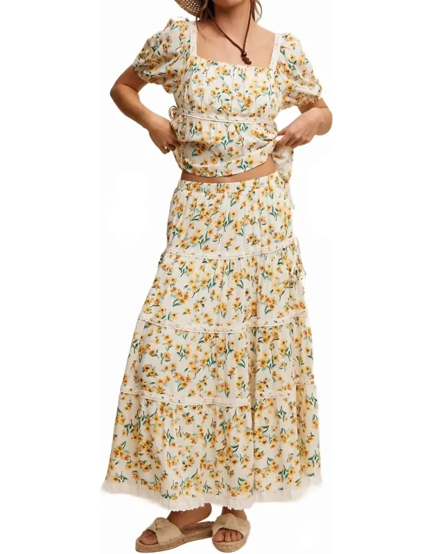 Flower Print Maxi Skirt
