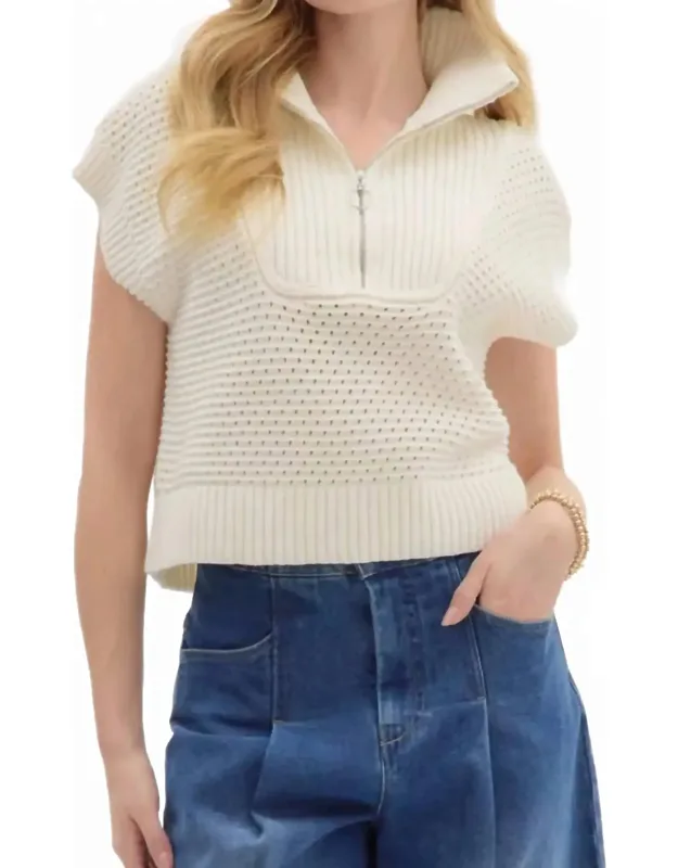 High Neck Half-zip Sweater Top