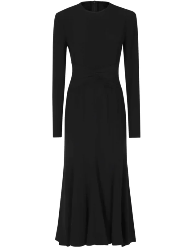 Enver Satin Draped Waistband Viscose Dress