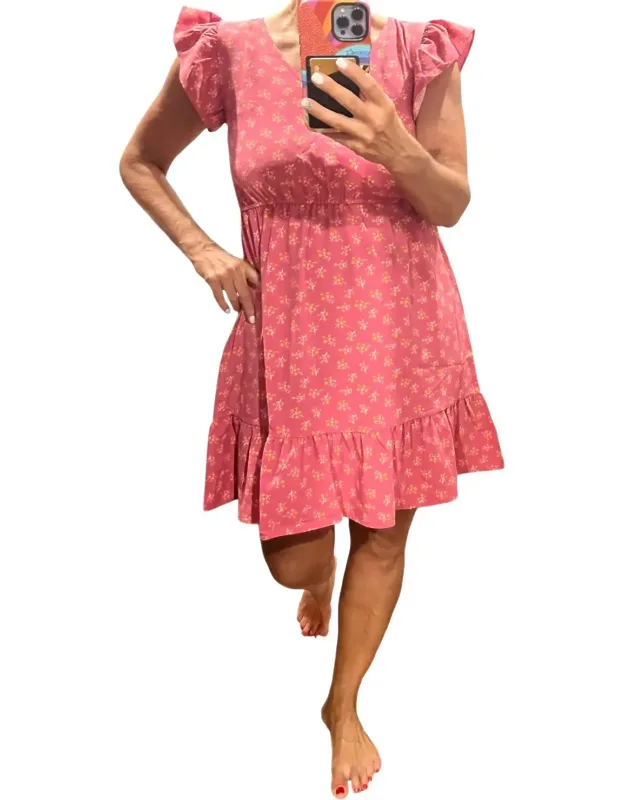 Ruffle Cap Sleeve Mini Dress