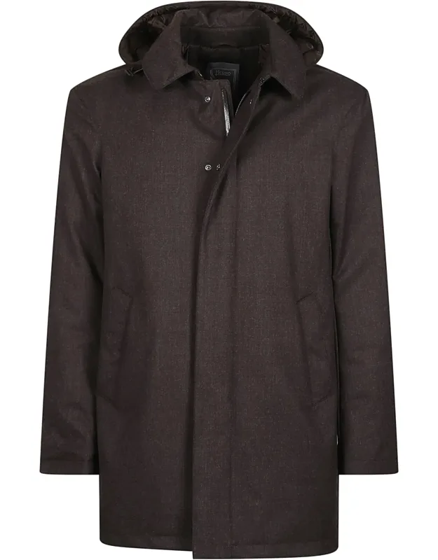 Hooded Wool-blend Down Jacket