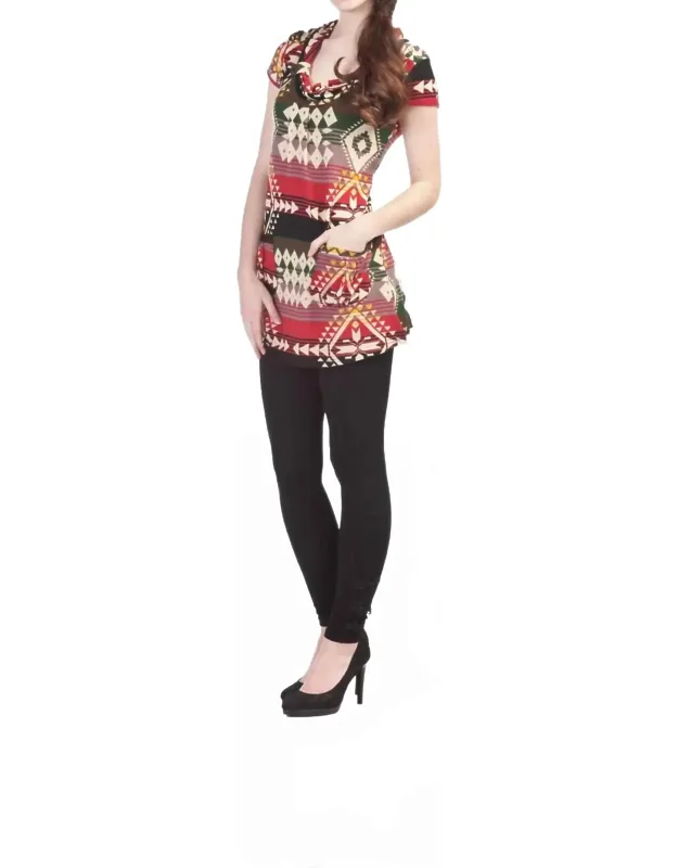 Southwest Cowl Neck Pocket Dress