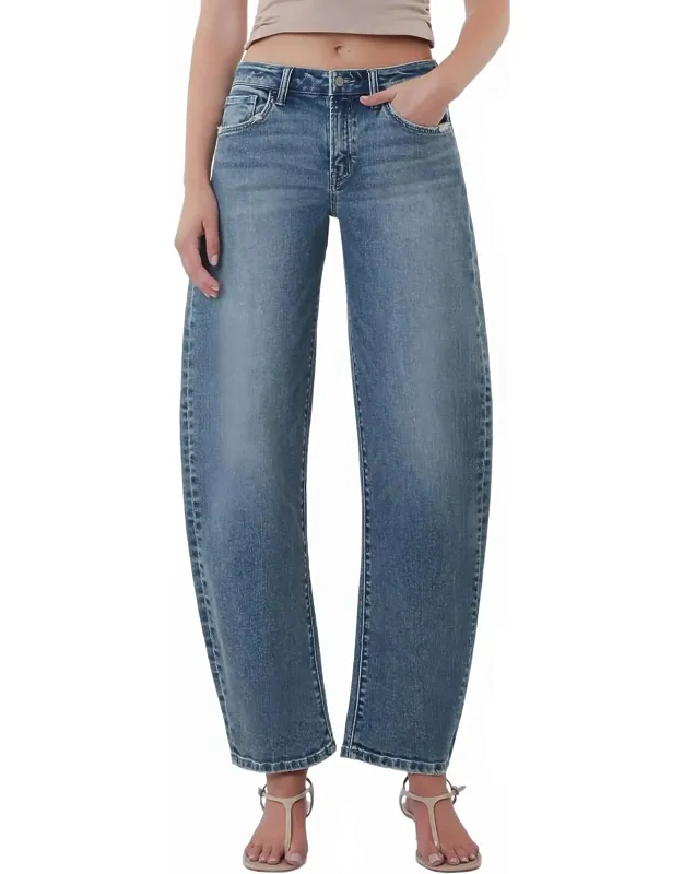 High Rise Slim Barrel Jeans