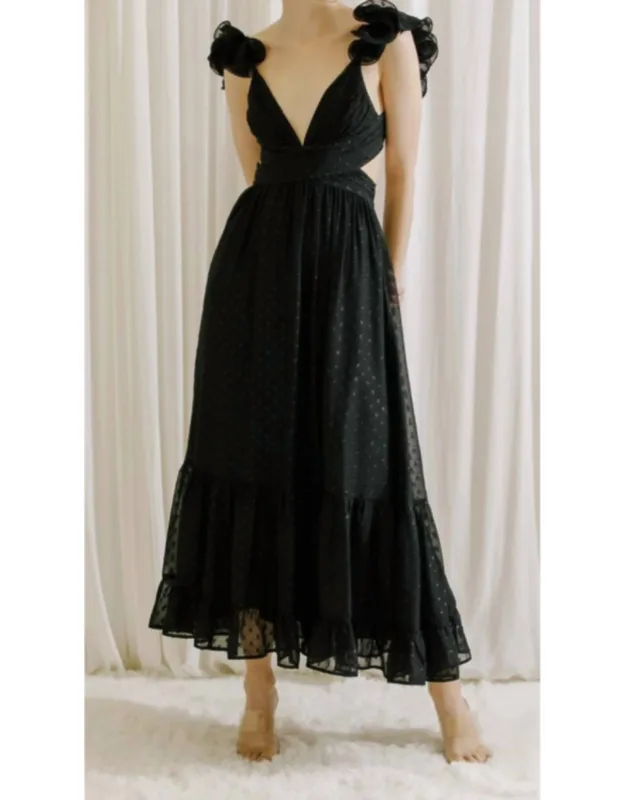 Ruffle Detail Polka Dot Maxi Dress