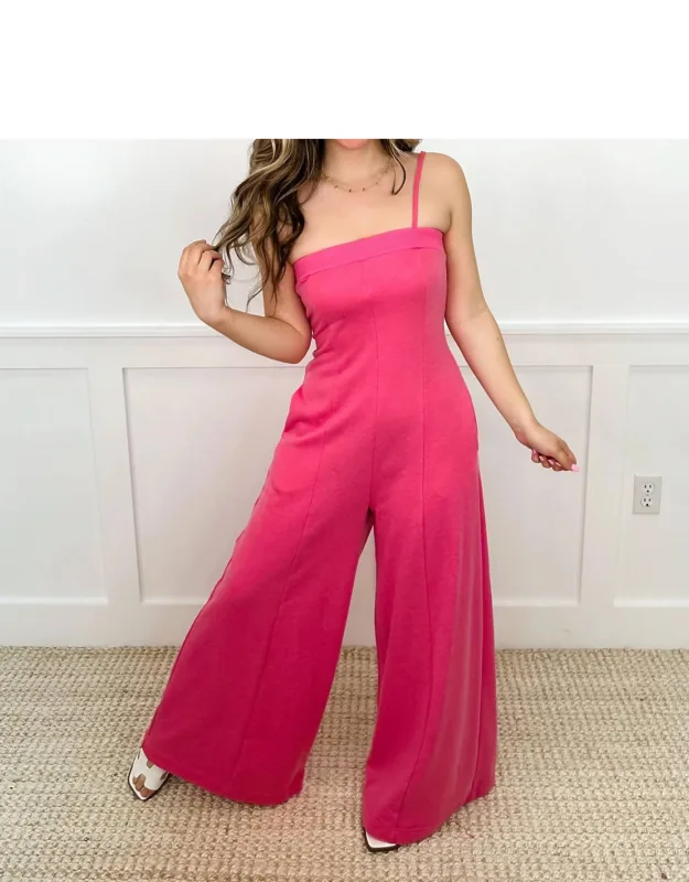 Cotton Blend Wide Leg Jumpsuit