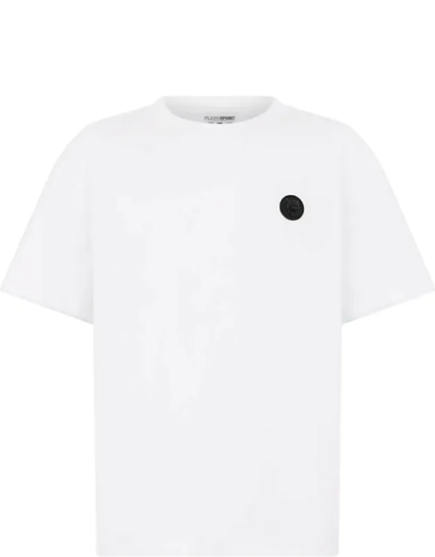 Round Neck T-shirt With Silicon Patch And Rib Knit Neckline