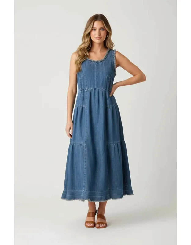 Sleeveless Midi Denim Dress