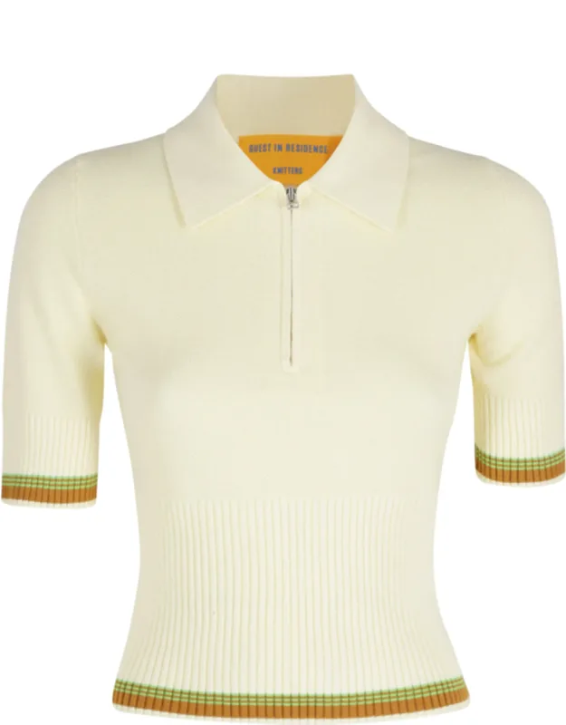 Marcella Polo Half-zip Striped-trim Cotton-blend Polo Shirt