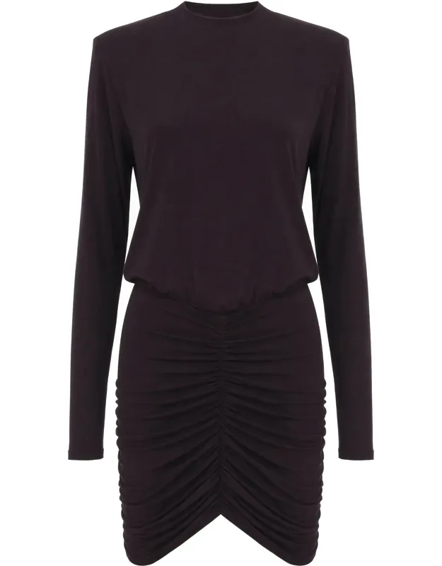 Structured Shoulder Ruched Mini Dress