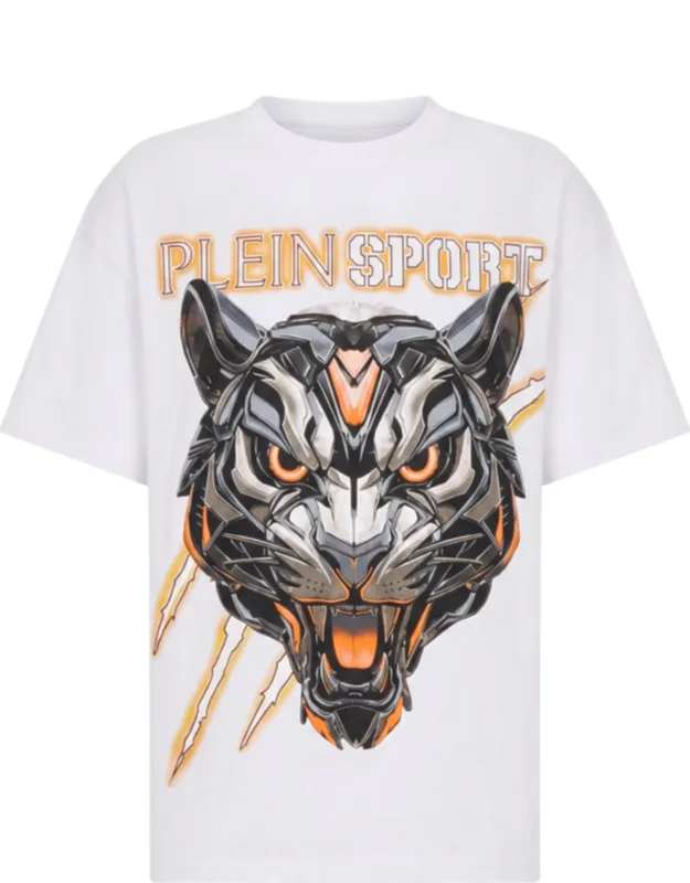 Round Neck T-shirt Fluo Tiger With Bold Graphic And Relaxed Fit