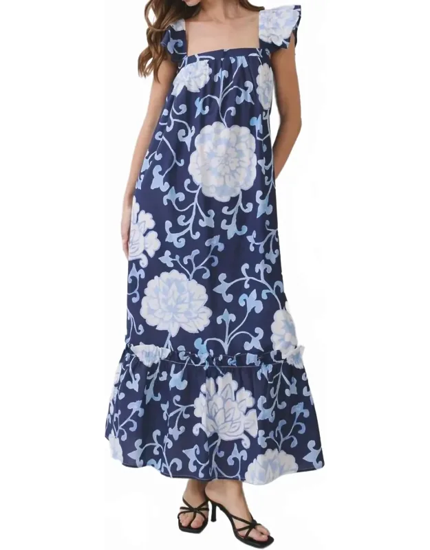 Floral Ruffle Strap Maxi Dress