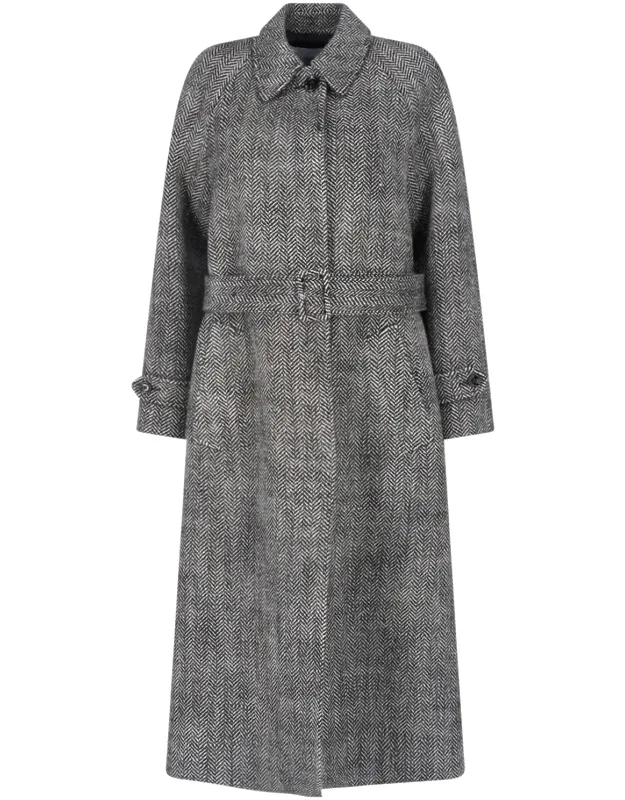 Wool Herringbone Belted Coat