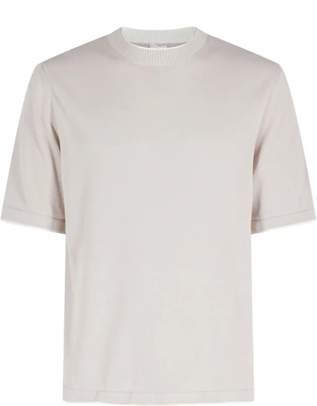 Round-neck Half-sleeve Cotton Knit T-shirt