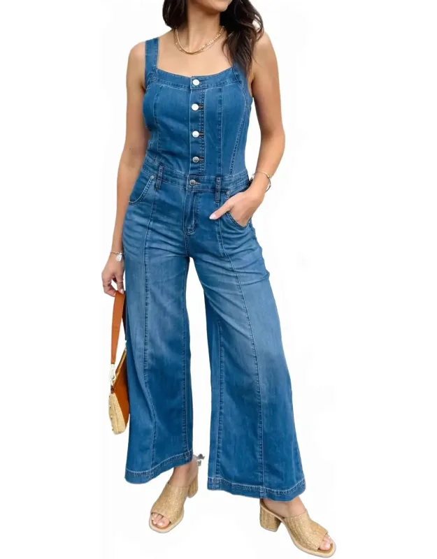 Adjustable Shoulder Straps Wide-leg Jumpsuit