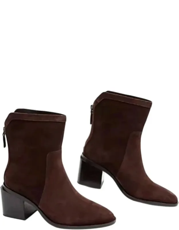 Kortimy Boots Block Heel Ankle Bootie Suede