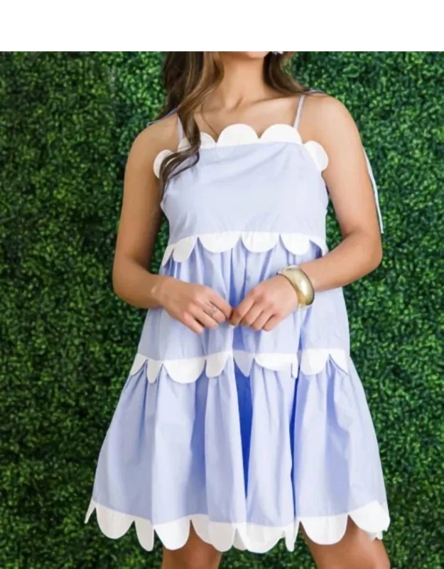 Scallop Edge Solid Babydoll Dress