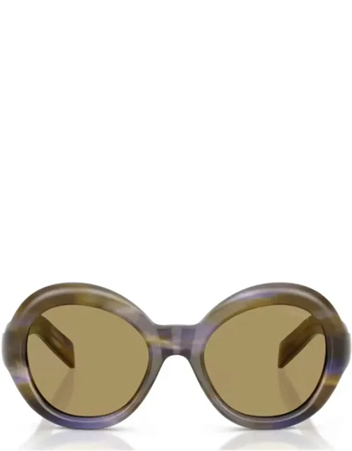 Laguna Striped Round Sunglasses
