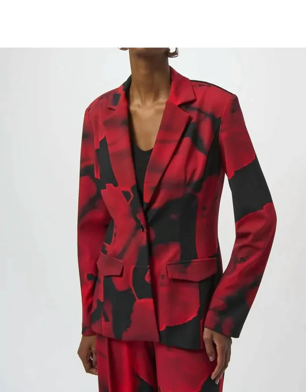 Abstract Print Straight Blazer