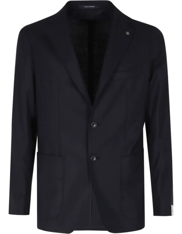 Single-breasted Lapel Silver Embellishment Wool Blazer