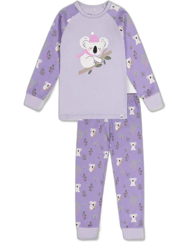 Organic Cotton Two Piece Pajama Set With Raglan Long Sleeve And Elastic Waist Pants
