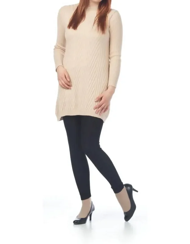 Chevron Design Mock Neck Knit Sweater Dress