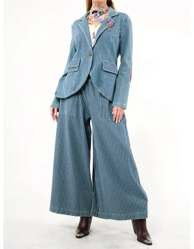 Blazer And Pants Set In Denim Stripe