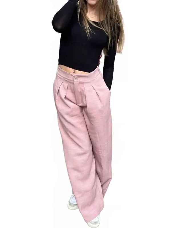 Wide Leg Pleated Trousers