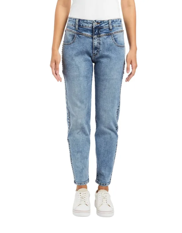 Stud Yoke Slim Straight Jeans