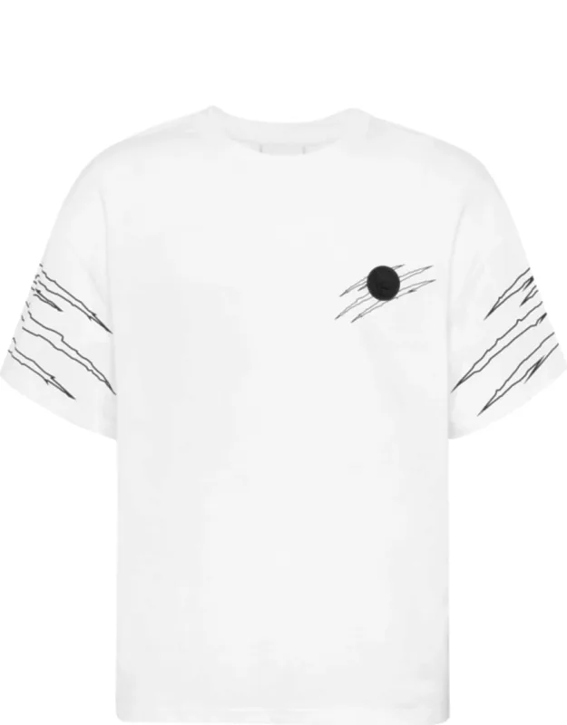 Round Neck T-shirt Outline Scratch With Rubberised Prints And Rib Knit Neckline