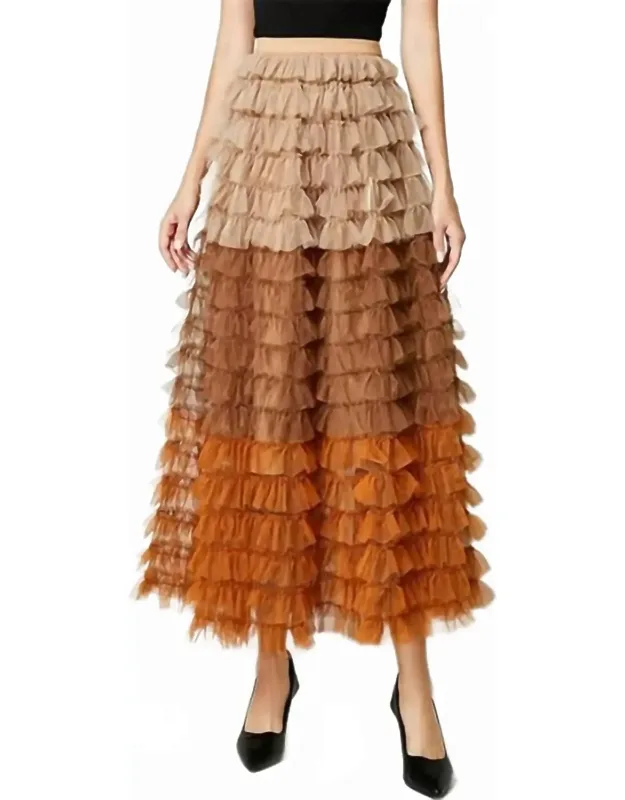 Ruffle Net Maxi Skirt