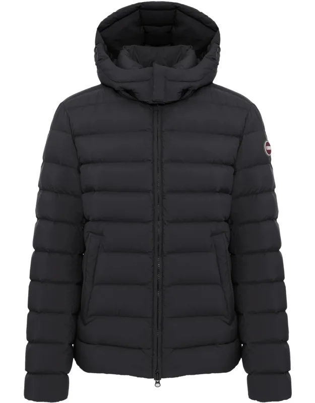 Quilted Down-filled Jacket With Detachable Hood And Double-zip Closure